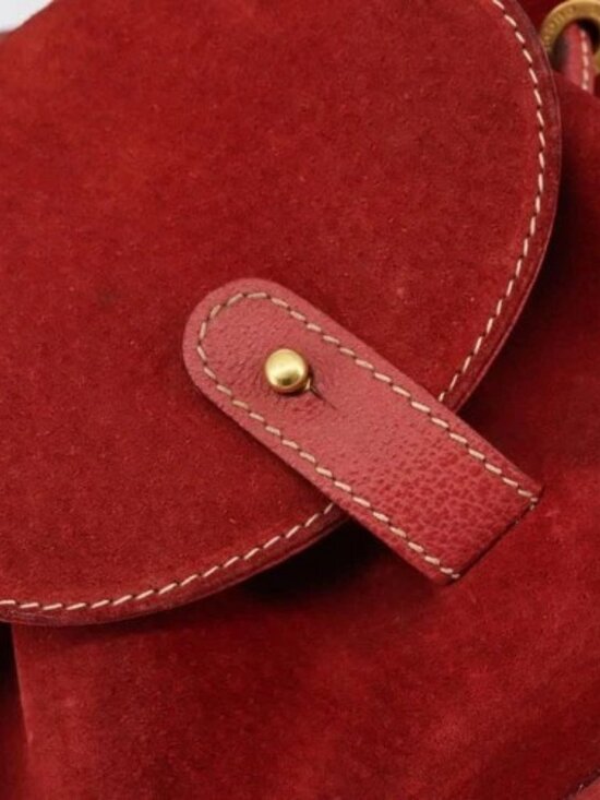GUCCI Bamboo Backpack Suede Red Gold 003 1956 0030 Auth 179385 main image 4